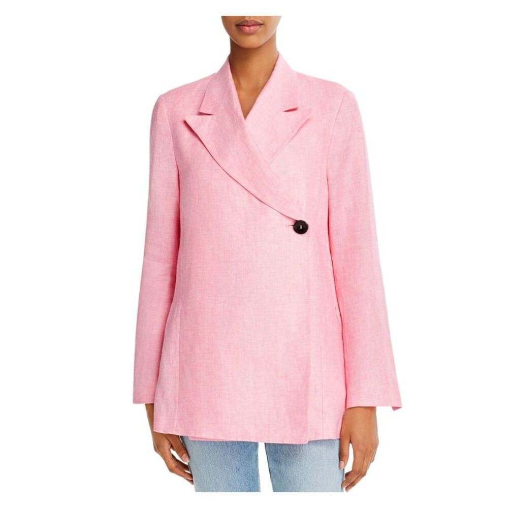 REMAIN Womens Pink Lined Asymmetric Button Closure Slit C Blazer Jacket 34